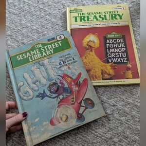 Pair of VINTAGE Sesame Street Library and Treasury Books